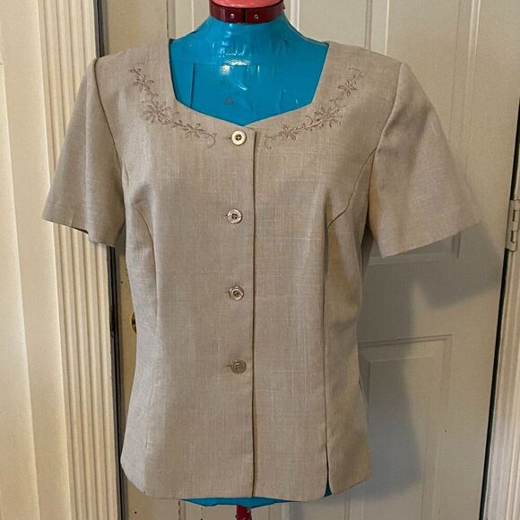 Sag Harbor 2 Piece Short Sleeve Top and Slacks Women Size 12 - Picture 2 of 13